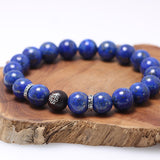 Natural Lapis Lazuli and Chinese knot Sandalwood Beads Bracelet with 925 Sterling Silver Accessories Jewelry for Men and Women