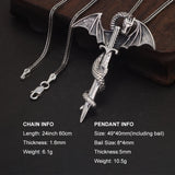 Genuine S925 Sterling Silver Viking Sword Dragon Pendant Necklace for Men Women Retro Punk Long Chain Jewelry Best Gift