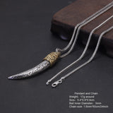 Real Pure 925 Sterling Silver Jewelry Wolf Tooth Pendant Necklace for Men Amulets and Talismans Retro Punk Viking Animal Jewelry