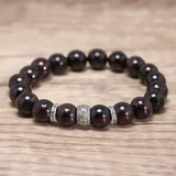 Natural Garnet Beads Bracelet with 925 Sterling Silver Six-word Mantra Accessories Buddhism Jewelry for Men and Women