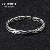 Heavy Solid 999 Pure Silver Twisted Bangles For Men Women Handcrafted Viking Armband Man Cuff Bangles - GQTORCH Jewelry