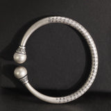 Genuine 990 Sterling Silver Tibetan Bangle Men's and Women's Heart Sutra Adjustable Bracelet Bracelet Good Luck Jewelry