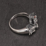 Real Pure 925 Sterling Silver Man Rings Double Dragon Heads Retro Punk Rock Opening Adjustable Fine Jewelry Anelli Uomo - GQTORCH Jewelry