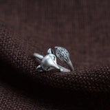 Real Pure S990 Sterling Silver Retro Craft Thai Silver Ring Fashion Fox Shape Openning Adjustable Rings Jewelry High Quality