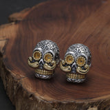 925 Sterling Silver Skull Stud Earrings for Men Women Punk Rock Retro Hip-hop Street Party Not Allergic Jewelry Accessories