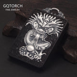 Natural Sandalwood 990 Pure Silver Large Dragon Pendant for Men Vintage Good Wealth Amulet Body Protection Male Jewelry