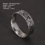 Vintage 925 Sterling Silver Wedding Band Ring with Tangcao Pattern for Men and Women Christmas Party Jewelry Gift Accessories