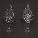 925 Sterling Silver Ethnic Hollow Peacock Ring for Women Elegant Retro Vintage Birthday Party Jewelry Accessories