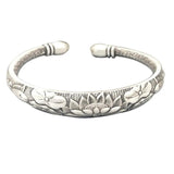 Tibetan Six Words Mantra Vintage Silver Bangles for Women Openable Fish Lotus Buddhist Jewelry Pure Silver S990 Retro Bracelet. - GQTORCH Jewelry