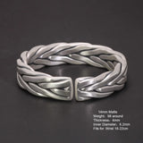 Heavy 999 Sterling Silver Braided Bracelet For Men Retro Solid Thick Handmade Viking Jewelry Opening Adjustable