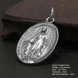 S925 Sterling Silver Virgin Mary Pendant for Men and Women Vintage Cross Oval Design Necklace Pendant Christian Jewelry