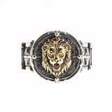 Solid 925 Sterling Silver Men's Lion Ring Retro Punk Retro Locomotive Ring Men's Leaf Male Jewelry