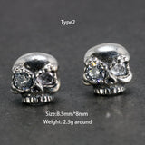 925 Sterling Silver One-eyed Skull Earrings For Men With Cubic Zircon Stone Punk Rock Studs Earrings Personalized Jewelry