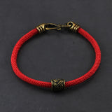 Traditional Chinese Bracelets For Men And Women Vintage Copper Charm Red Rope Blessing Good Luck Braided Knots Mantra Strings