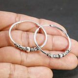 30mm Hoop Earrings for Women 925 Sterling Silver Retro Round Thai Silver Circle Women Jewelry Accessory Punk Brincos Pendientes