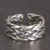 Viking Jewelry 925 Sterling Silver Braided Rings For Men and Women Retro Punk Adjustable