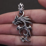 S925 Sterling Silver Vintage Punk Flame Dragon Pendant Necklace for Men Gothic Cool Style European and American Party Jewelry