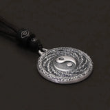 999 Sterling Silver Yinyang Pendant Necklace for Men Rope Chain Chinese Tai Chi Bagua Feng Shui Amulet Vintage Retro Jewelry