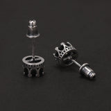 7mm 925 Sterling Silver Zircon Stud Earrings for Men Women Geometric Purple Black Fashion Punk Vintage Ear Jewelry Gift