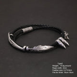 925 Silver Vintage Wax Rope Bracelet Magnetic Clasp LOL XAYAH RAKAN Multi Layers Feather Leaf Couple Jewelry