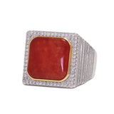 Guaranteed 925 Sterling Silver Natural Jade Citrine Rings for Women and Men Zircon Paved Setting Square Shape Luxury Jewelry