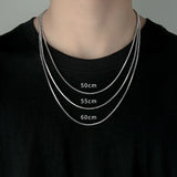 S925 Sterling Silver 1.5mm Round Snake Chain Men and Women's Collarbone Sweater Necklace Minimalist Couple Jewelry