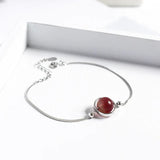 Natural Stone Ball Charm 925 Sterling Silver Box Chain Bracelets For Women Simple Minimalism Multi Color Real Crystal Bracelet - GQTORCH Jewelry