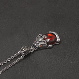 925 Sterling Silver Red Garnet Pixiu Necklace for Women Small Pendant Coin Lucky Fortune Vintage Female Fengshui Jewelry