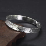 Real 999 Sterling Silver Hammered Bangles for Men and Women Polishing Elegant Simple Opening Cuff Fine Jewelry - GQTORCH Jewelry
