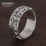 Genuine 990 Sterling Silver Spinner Rings Fidget Anxiety Worry Relieving Band Retro Rattan Spreading