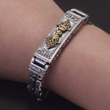 20cm 925 Sterling Silver Domineering Vajra Bracelet for Men Thick Byzantine Bracelet Vintage Amulet Hand Jewelry Clearance Sale