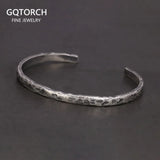 4mm Genuine 925 Sterling Silver Handmade Hammer Pattern Vintage Punk Bracelet Bangle Viking Jewelry for Men and Women