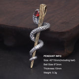 925 Sterling Silver Vintage Snake Scepter Pendant Necklace for Men Women Ancient Ring Egypt Patron Saint Pendant Amulet Jewelry