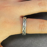 Real 925 Sterling Silver Braided Rings Viking Jewelry Retro Punk Rock Adjustable Size 6-9