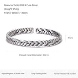 4pcs/set 999 Pure Silver Handmade Braided Cuff Bangle Knots Thread Rope Multi-layer Combination Bracelet Vintage Boho Jewelry