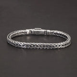 Guaranteed 925 Sterling Silver Bracelet Braided Chain with Plug Safety Buckle Keel Viking Jewelry for Men and Women