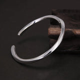 925 Sterling Silver Mobius Bracelet Cuff Bangle for Men Women 4mm Twisted Line Simple Retro Antiqued Wristband Bracelets - GQTORCH Jewelry