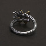 925 Sterling Silver Vintage Butterfly Branch Ring for Women Opening Type Creative Retro Female Stylish Jewelry Accessories