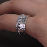925 Sterling Silver Retro Roman Numerals Ring for Men Women Adjustable Fashion Vintage Wedding Band Punk Rock Jewelry