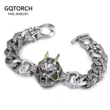 S925 Sterling Silver Auspicious Animal Charm Bracelets for Men Dragon Lion Tiger Head Vintage Punk Rock Delicate Jewelry