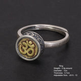 Real 925 Sterling Silver Studding Earrings Rotating Ring for Men and Women with OM Symbol Tibetan Buddhist Jewelry Suit