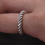 925 Sterling Silver Braided Twisted Ring for Women Adjustable Twist Rope Korean Trending Vintage Fashion Handmade Jewelry
