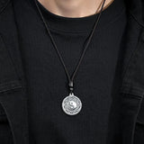999 Sterling Silver Yinyang Pendant Necklace for Men Rope Chain Chinese Tai Chi Bagua Feng Shui Amulet Vintage Retro Jewelry