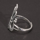 Real 925 Sterling Silver Peacock Ring Women's Vintage Open Style Exaggerated Thai Silver Animal Jewelry