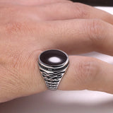 Turkish Rings For Men And Women Real Pure 925 Sterling Silver Rings Vintage Design With Black Gel Big Oval Shape