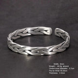 Heavy Solid 999 Pure Silver Twisted Bangles For Men Women Handcrafted Viking Armband Man Cuff Bangles - GQTORCH Jewelry