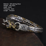 Vintage Dragon Bracelet 925 Sterling Silver Handcrafted Braided Wristband for Men Thai Silver Viking Fine Jewelry