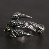 Authentic 925 Sterling Silver Dragon Claw Rings for Men Vintage Punk Rock Mens Fine Jewelry - GQTORCH Jewelry