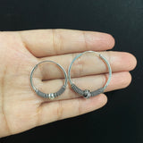 Real 925 Sterling Silver Hoop Earrings Antique Thai Silver Round Circle Hip Hop Punk Gothic Jewelry Party Gift