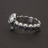 925 Sterling Silver Gothic Skull Ring for Men and Women Hiphop Punk Retro Finger Accessories Adjustable Biker Jewelry